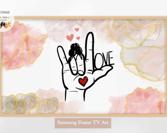 ASL Valentines Day Samsung Frame TV I Love You Sign Language Wall Art, Instant Digital Download TV Art, Home Decor, Love Bird Frame