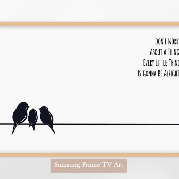 Three Little Birds Frame TV Art, Family of Three Digital Art for TV Display, Living Room Art Black White Line Art, 3 Little Birds