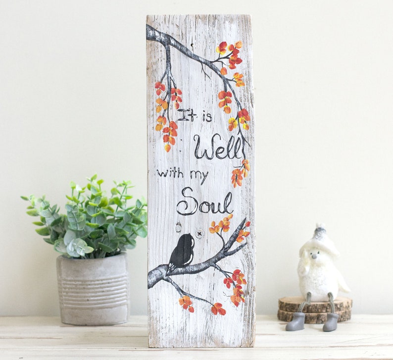 It is Well with My Soul Reclaimed Wood Art, Chickadee Bird Art, Encouraging Gift for Friend, Christian Painting, Inspirational Gift for Her image 4