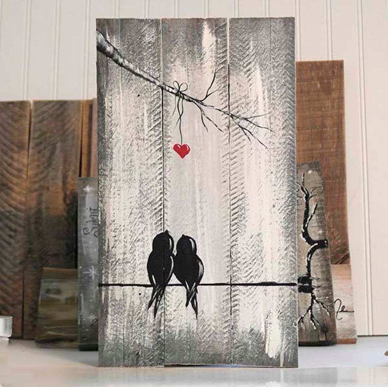 Wedding Gift for Couples Rustic Love Bird Wood Wall Decor Etsy