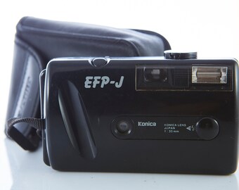 Vintage Konica EFP-J Film Camera: 33mm Lens, with Case & Strap