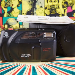 Film Camera Minolta Memory Maker. 35 mm Film Camera Minolta. Point and Shot Camera. Working Film Camera.