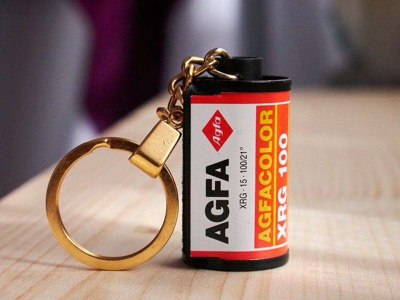 Photographer gift. Film Canister Key Chain Agfa 100 35mm film