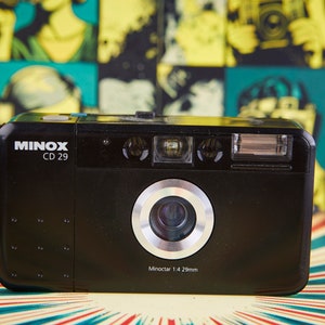 Vintage Camera Minox CD 29. Film Camera with 29mm F4 lens. Vintage Film Camera Minox. Working Compact Camera.
