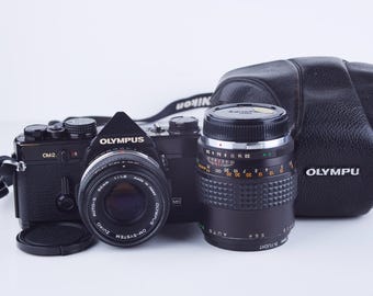 Gorgeous Olympus OM-2 35mm Black Body Film Camera W/50mm F