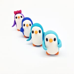Miniature Penguin, Cute Little Polymer Clay Figurine, Kawaii Style
