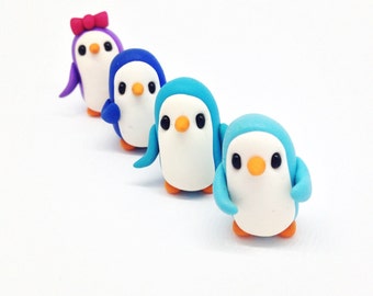 Miniature Penguin, Cute Little Polymer Clay Figurine, Kawaii Style