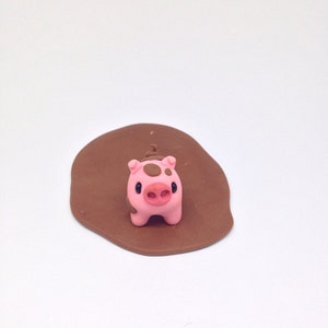 Polymère Argile Miniature Cochon Rose, Mignon Petit Fimo Figurines Kawaii Style Animal image 1