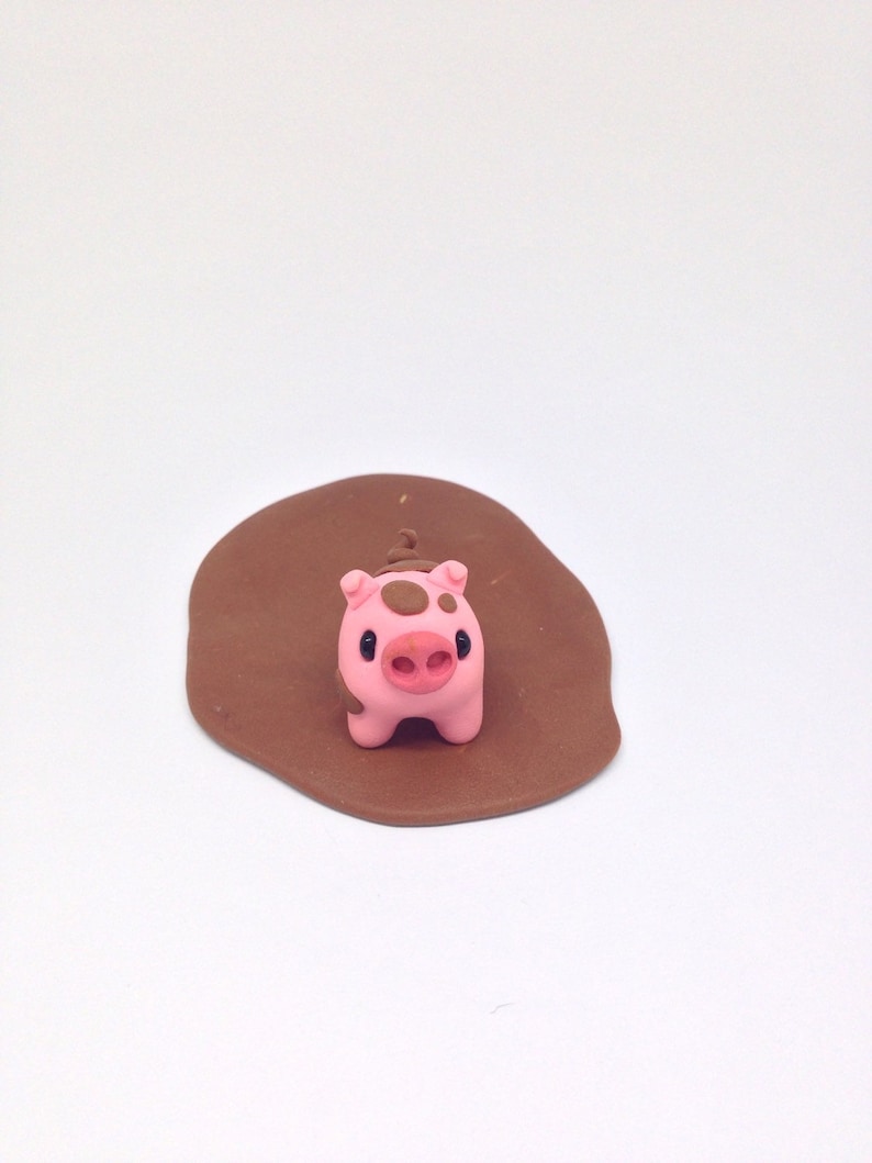 Polymère Argile Miniature Cochon Rose, Mignon Petit Fimo Figurines Kawaii Style Animal image 1