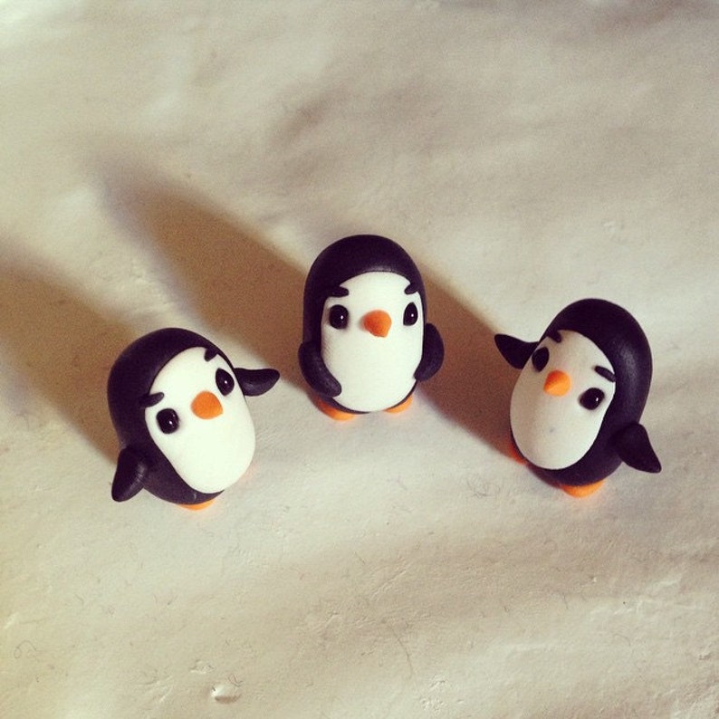 Miniature Penguin Cute Little Polymer Clay Figurine Kawaii Etsy