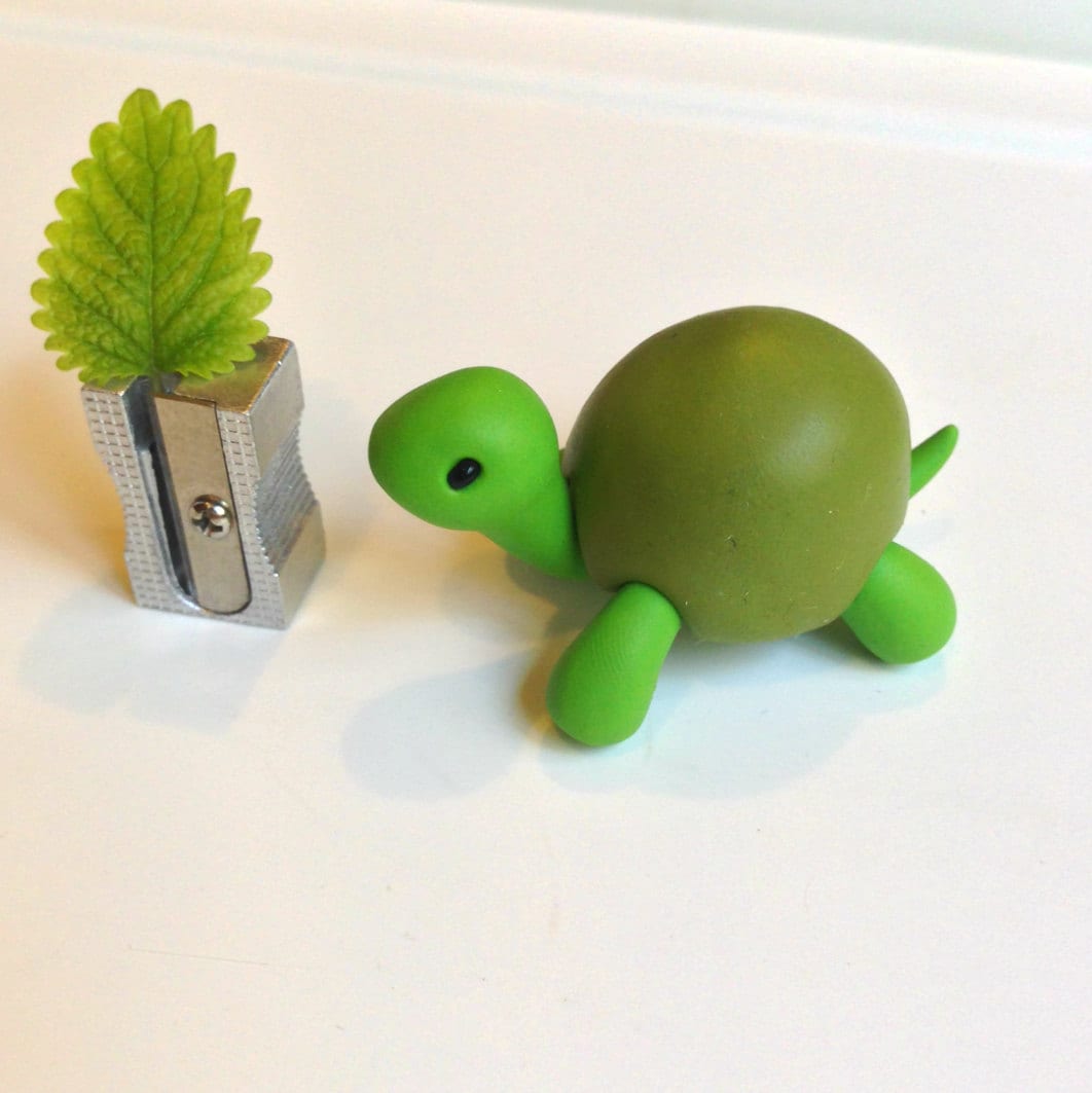 Mini Polymer Turtle Polymer Clay Miniature Turtle , Cute Little Figurine Kawaii Style ...