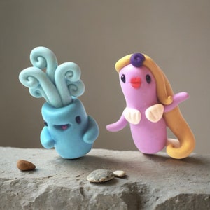 Miniature , Cute Little Polymer Clay Fimo Figurine Kawaii Style Creatures image 6