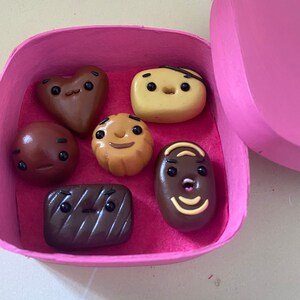 Miniature Sweet Chocolate Box of Perlines, Cute Little Polymer Clay Yummy Food Figurine Kawaii Style image 2