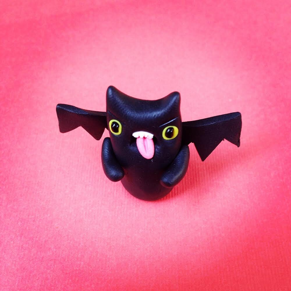 33mm Black Bat Charm Polymer Clay Animal Pendant – Smileyboy Beads