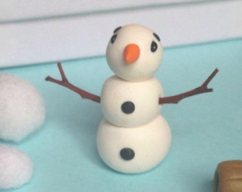 Polymer Clay Cute Figurine Fimo Snowman - Kawaii Style Cool Winter Gift