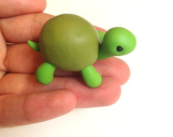 Miniaturowy żółw z gliny polimerowej, słodka figurka w stylu kawaii