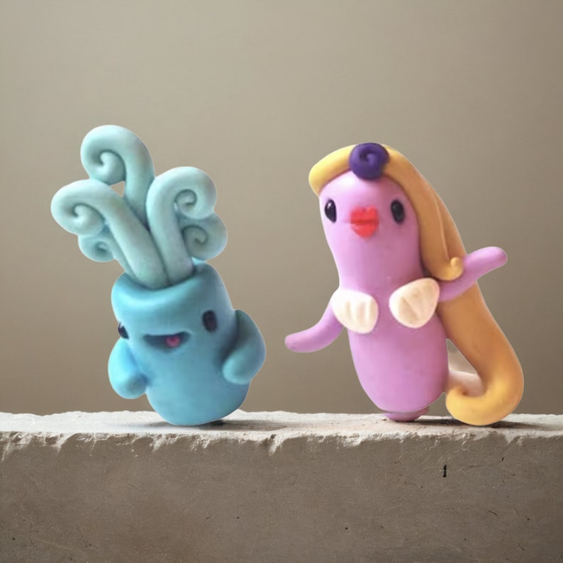 Miniature , Cute Little Polymer Clay Fimo Figurine Kawaii Style Creatures image 4