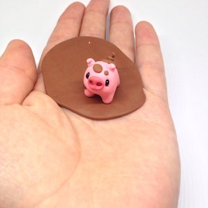 Polymère Argile Miniature Cochon Rose, Mignon Petit Fimo Figurines Kawaii Style Animal image 5