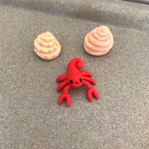 Red Crab Figurine - Cute Sea Hermit Polymer Clay Miniature