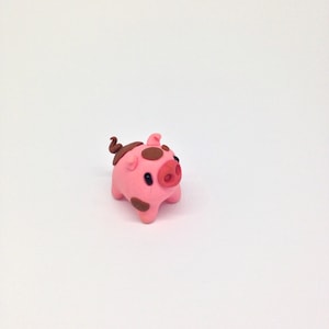 Polymère Argile Miniature Cochon Rose, Mignon Petit Fimo Figurines Kawaii Style Animal image 2