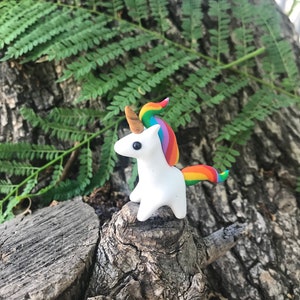 Unicorn-Pony with rainbow colors, polymer clay miniature