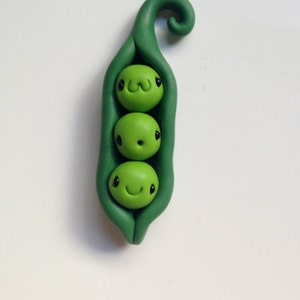 Miniature Peas in a Pod, Cute Little Polymer Clay - Veggie Figurine Kawaii Style