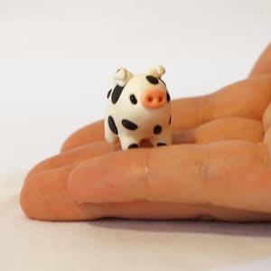 Polymer Clay Cow Pig Miniature: Cute Kawaii Style Collectible