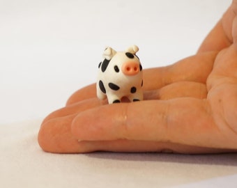 Polymer Clay Cow Pig Miniature: Cute Kawaii Style Collectible