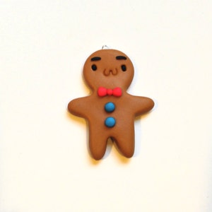 Cute Little Christmas Gingerbread Cookie Ornament - Polymer Clay Fimo Miniature