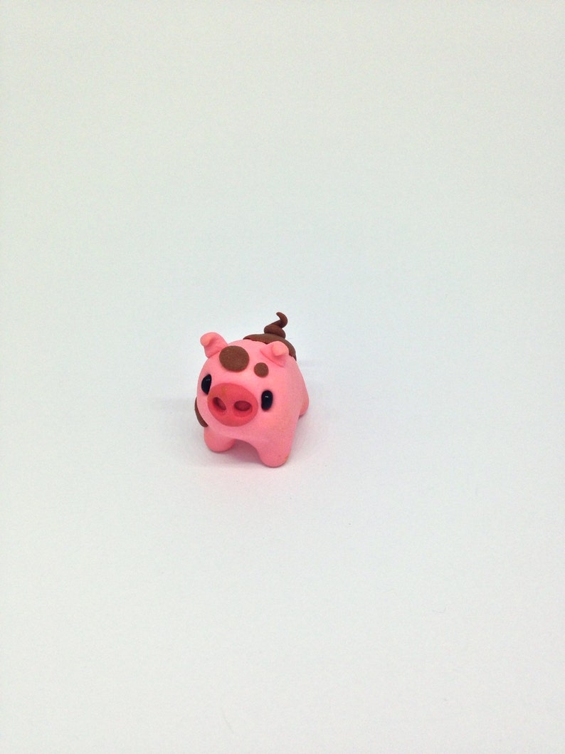 Polymère Argile Miniature Cochon Rose, Mignon Petit Fimo Figurines Kawaii Style Animal image 3