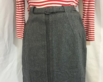 Working Woman Skirt - Size Small - Vintage Skirt - Pencil Skirt - Gray Wool Skirt - Vintage Pencil Skirt - 26 Waist - Wiggle Skirt