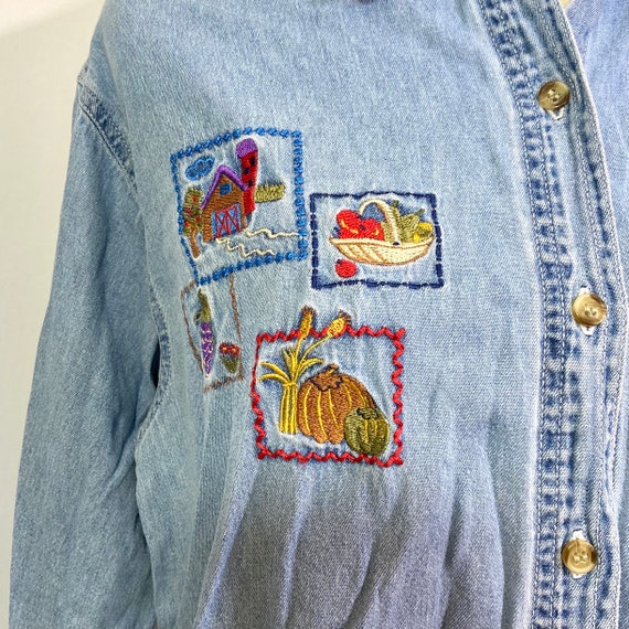 Women’s Vintage Y2K Chambray Button Down Shirt Sm… - image 4