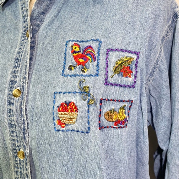 Women’s Vintage Y2K Chambray Button Down Shirt Sm… - image 5
