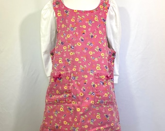 Vintage 90’s NorthCrest Pink Floral Denim Jumper Dress 6X - Vintage Jumper - Denim Jumper - Vintage NorthCrest - Vintage 6X - 6X Dress