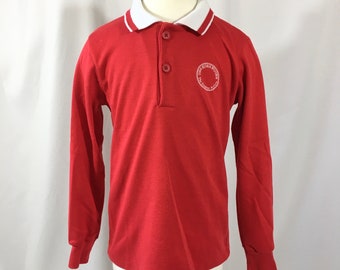 Kid’s Vintage 80’s OshKosh B’gosh Red Long Sleeve Polo Shirt Size 7 - Vintage OshKosh B’gosh Shirt - 80’s Oshkosh Polo Shirt