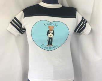 Koszulka Vintage 80’s Single Stitch Ring Bearer dla młodzieży w rozmiarze 14 16 - Vintage Tee - Koszulka Single Stitch