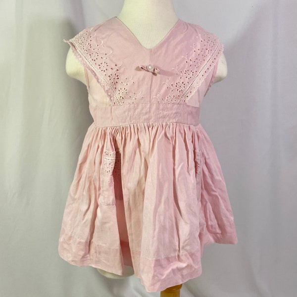 Little Girl’s Vintage 50’s Pink Sleeveless Party Dress 3T 4T - Vintage 3T Dress - 50’s 4T Dress - Vintage Eyelet Dress