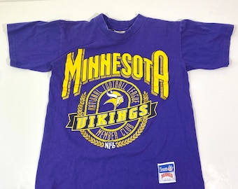 Kids Vintage 90’s Nutmeg Minnesota Vikings T Shirt Youth Medium - Vintage Minnesota Vikings Shirt - 90’s Vikings Tee