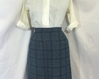 Blue Blood Skirt - Size Small - Vintage Skirt - Vintage Secretary - 50's Skirt - 60's Skirt - Schoolgirl Skirt - Vintage Rockabilly Skirt