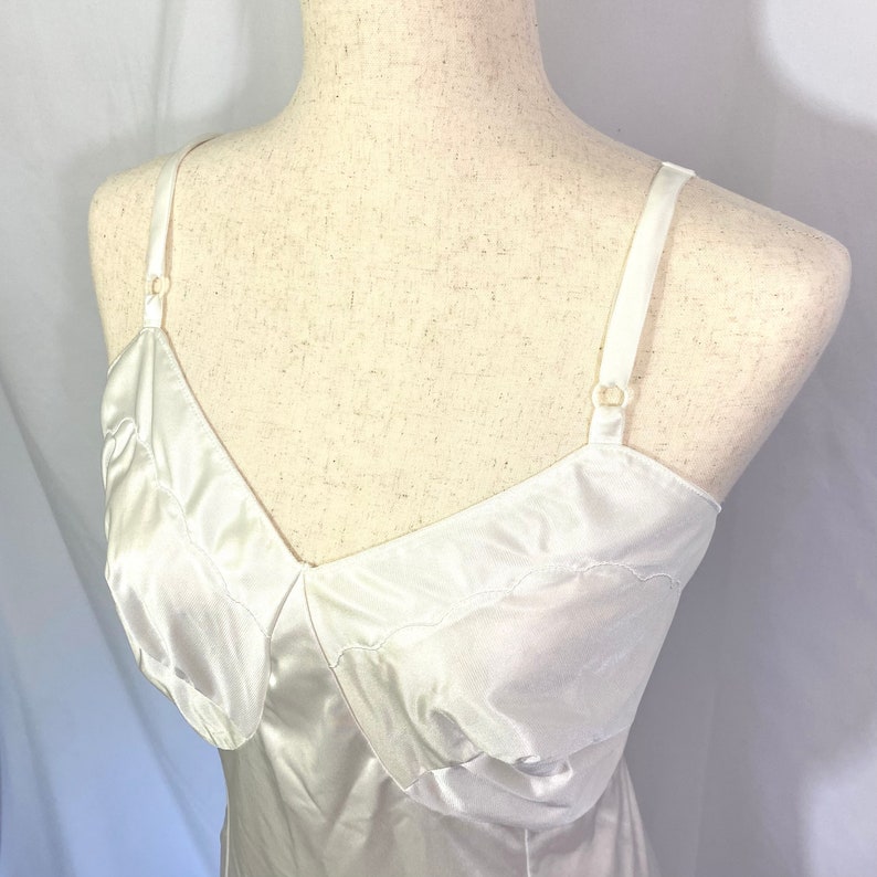 Vintage 80s Sears White Nylon Slip Size 40 Large Vintage Slip Vintage Lingerie 80s Slip Dress Sears Slip Large Slip image 3