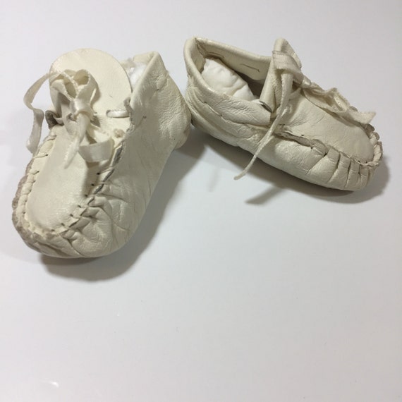 Vintage Leather Baby Shoes - Size 1 - Vintage Bab… - image 4