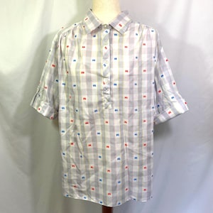 Vintage 80’s Lisa Dale Plaid Short Sleeve Blouse XXL 1X - Vintage Plus Size Blouse - Vintage Plaid Shirt - Women’s Button Down Shirt