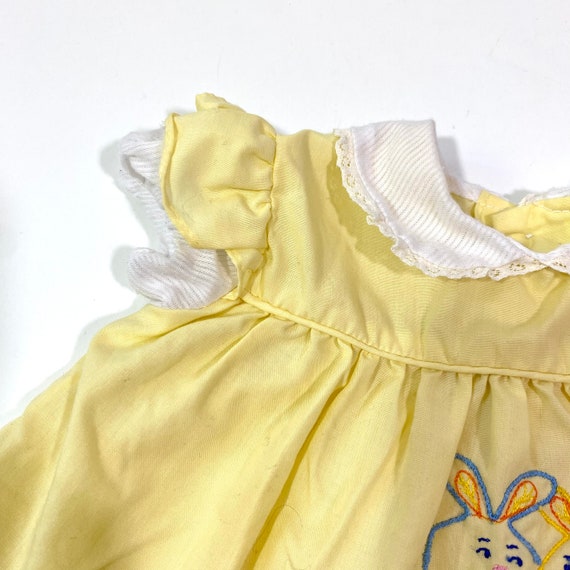 Baby Girl’s Vintage 80’s Yellow Bunny Dress 3 6 m… - image 2