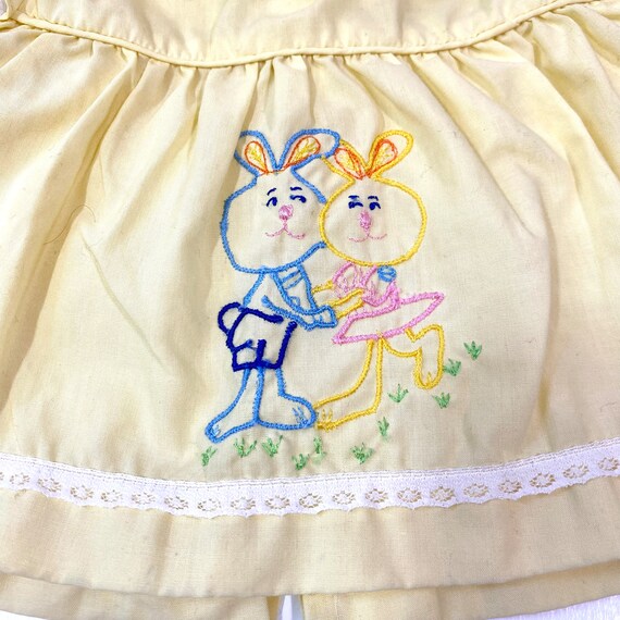 Baby Girl’s Vintage 80’s Yellow Bunny Dress 3 6 m… - image 3