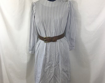 Women’s Vintage Striped Shirt Dress - Small Vintage Dress - Vintage Medium Dress - Vintage Long Sleeve Dress - 80’s Dress