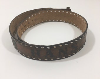 Vintage 70’s Tony Lama Tooled Leather Belt - Vintage Size 36 Belt - Vintage Name Belt - Vintage Stamped Leather Belt - Vintage Tony Lama