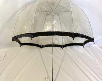 Vintage 60’s Clear Vinyl Dome Umbrella - Vintage Dome Umbrella - Clear Umbrella - Mod Umbrella - 70’s Umbrella