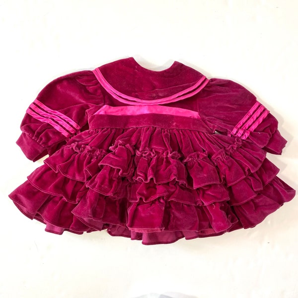 Vintage Martha’s Miniatures We’re Fussy Velvet Dress 1T 12 Months 18 Months - Vintage Velvet Dress - Vintage Party Dress