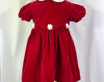 Vintage 90’s Glitter Wear Red Velvet Party Dress 4T XS - Vintage Christmas Dress - 4T Christmas Dress - Holiday Dress - 4T Velvet Dress