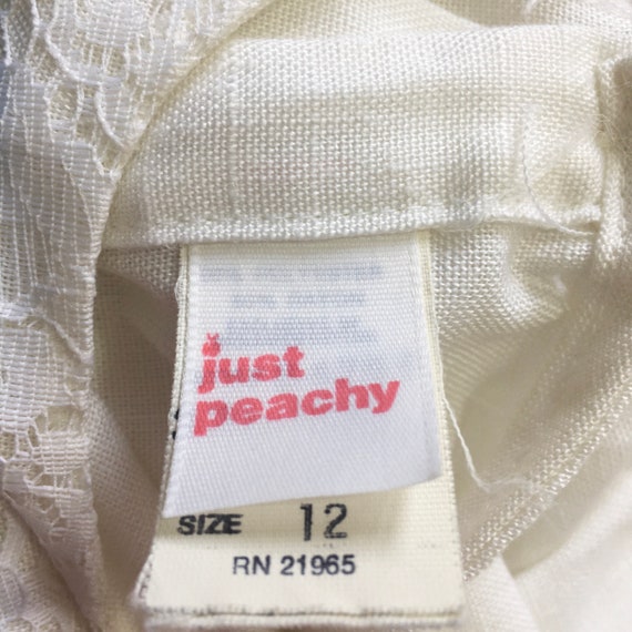Girl’s Vintage 80’s Just Peachy White Drop Waist … - image 10